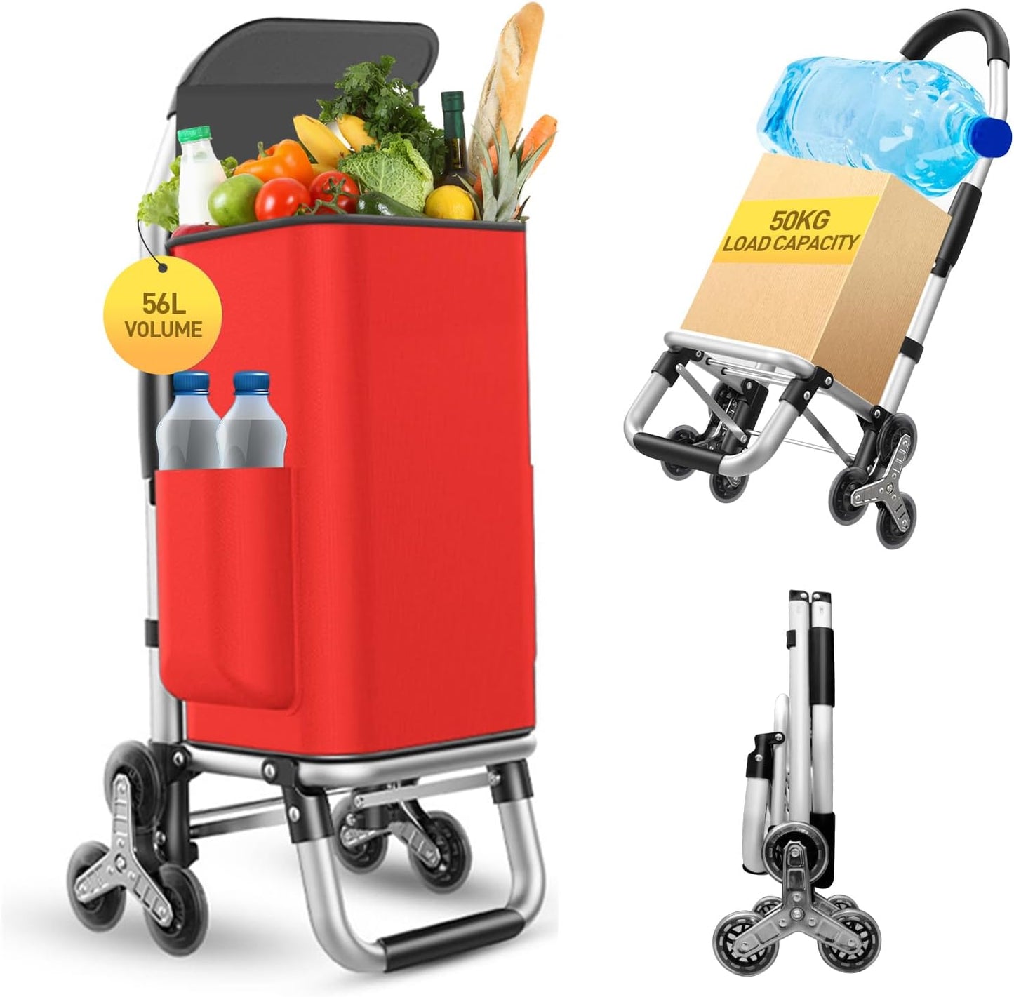 Heavy Duty 3 in 1 Shopping Cart with 6 Wheels for Easy Transport