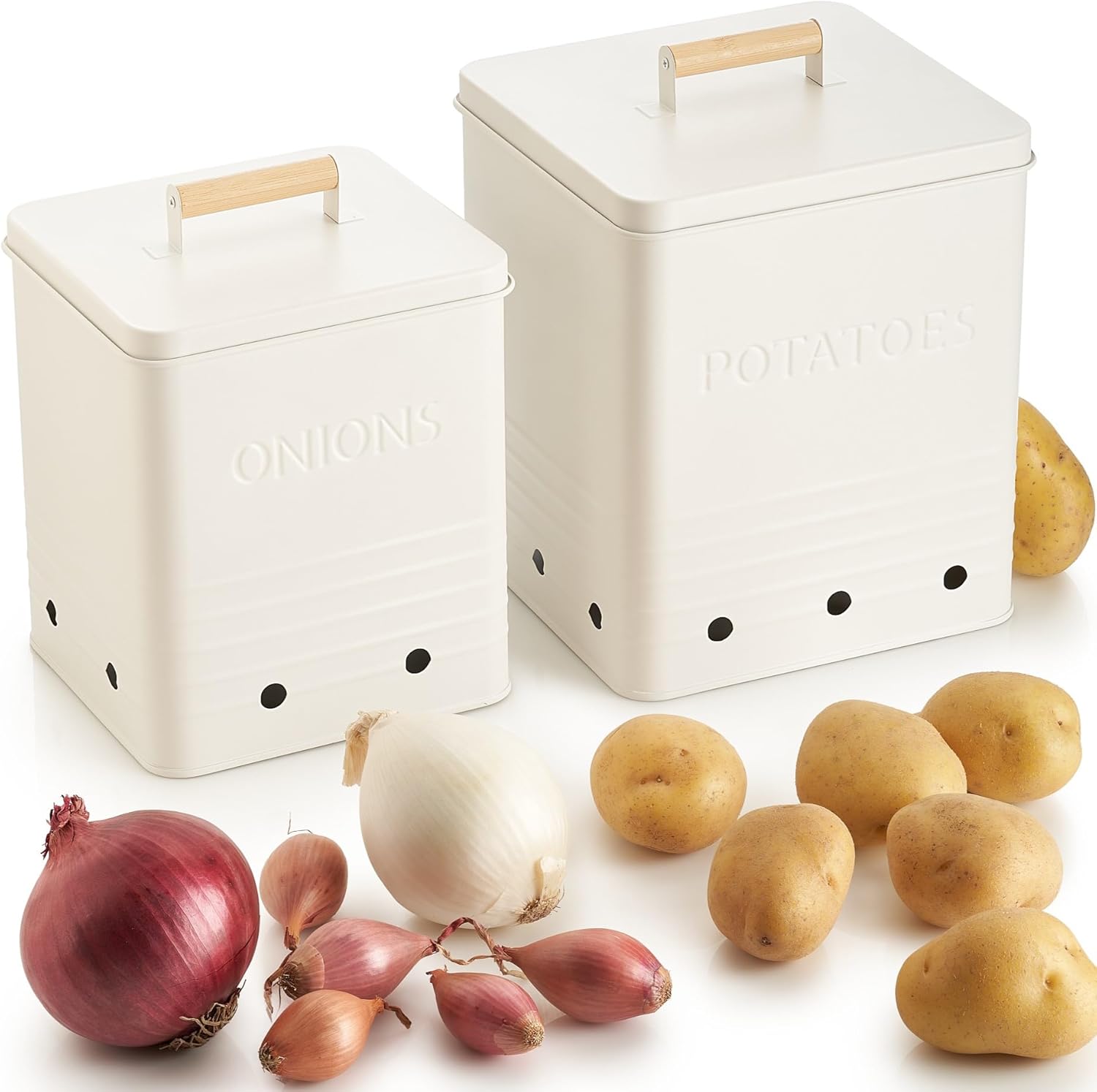 Beautiful Potato and Onion Storage Container Set for Fresh Veggies
