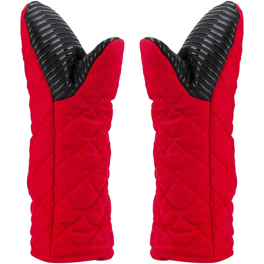 AYADA Red Puppet Oven Mitts: 500F Heat Resistant, Non-Slip, Long Sleeve 2 Pack