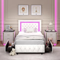 BarnFurin Twin Bed Frame with Storage Drawers and LED Lights - Stylish