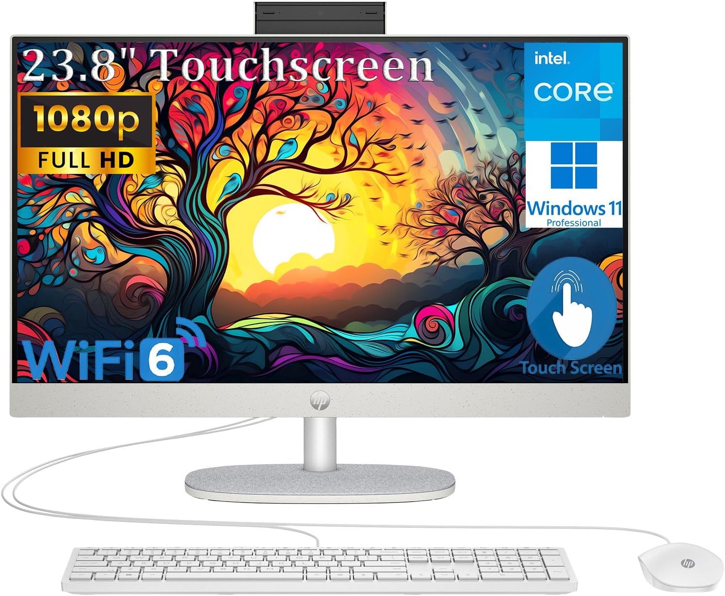 HP 24 Touchscreen All-in-One Desktop Computer for Home Use