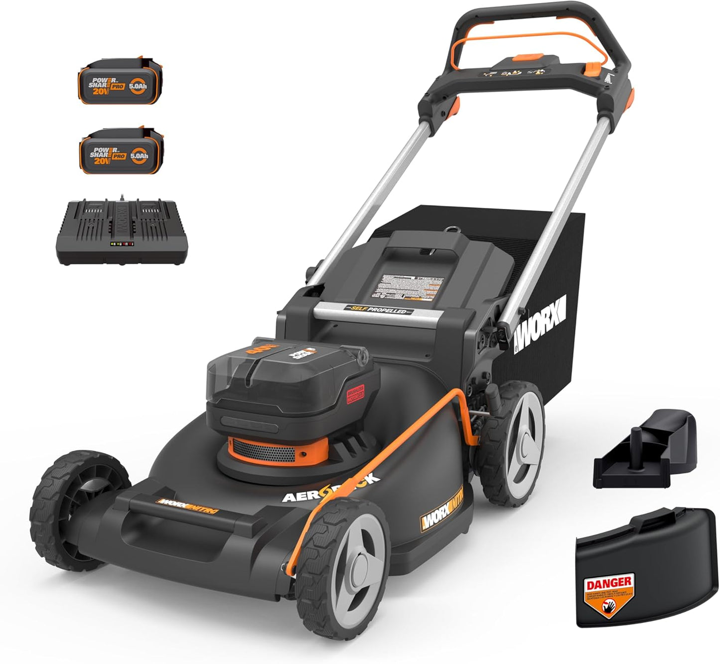 WORX Nitro 40V 21in Cordless Lawn Mower with Aerodeck Technology