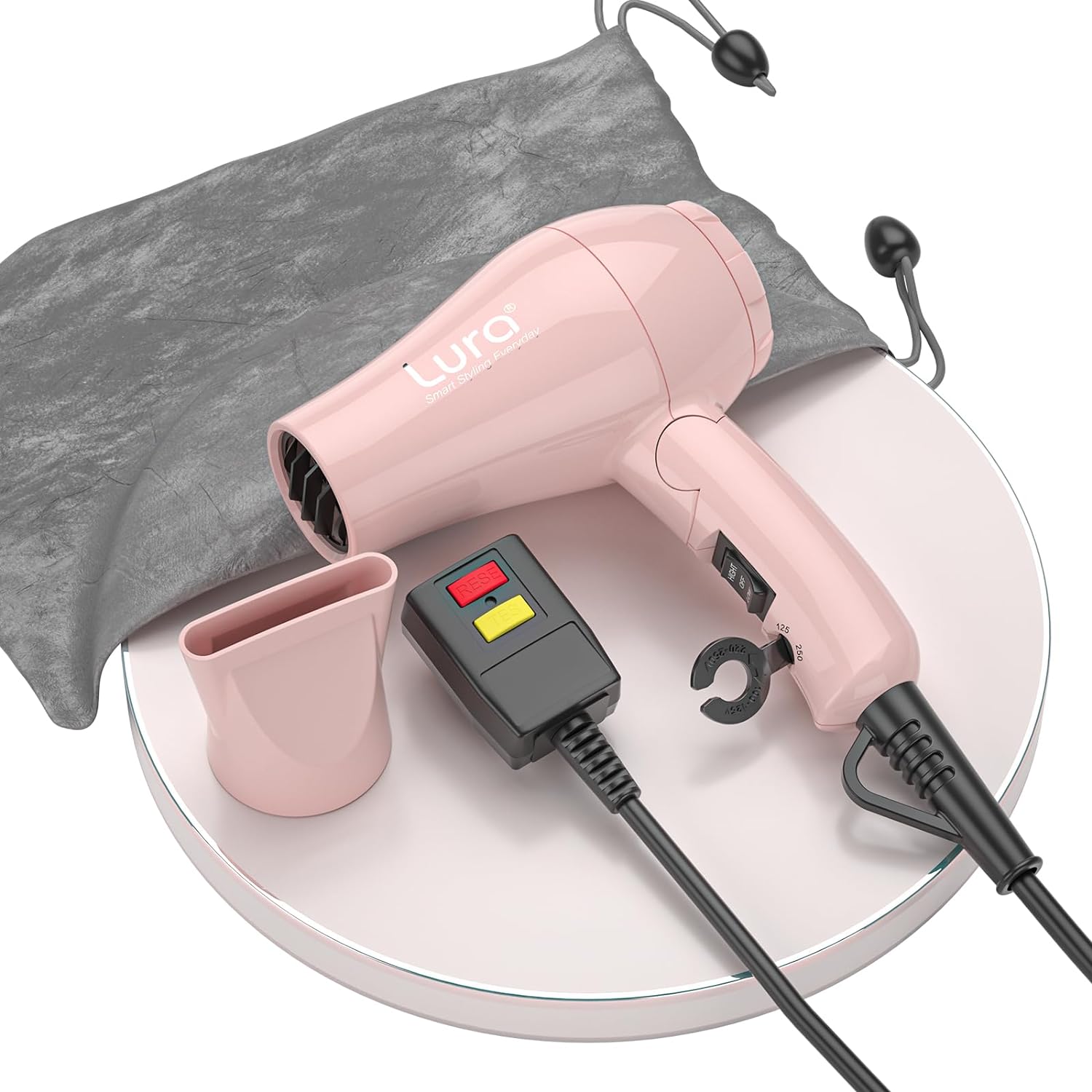 LURA Foldable Mini Blow Dryer: Compact & Dual Voltage for Paint Pouring