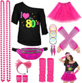 WILDPARTY 80s Costume Accessories Set for Women - Complete Retro Kit