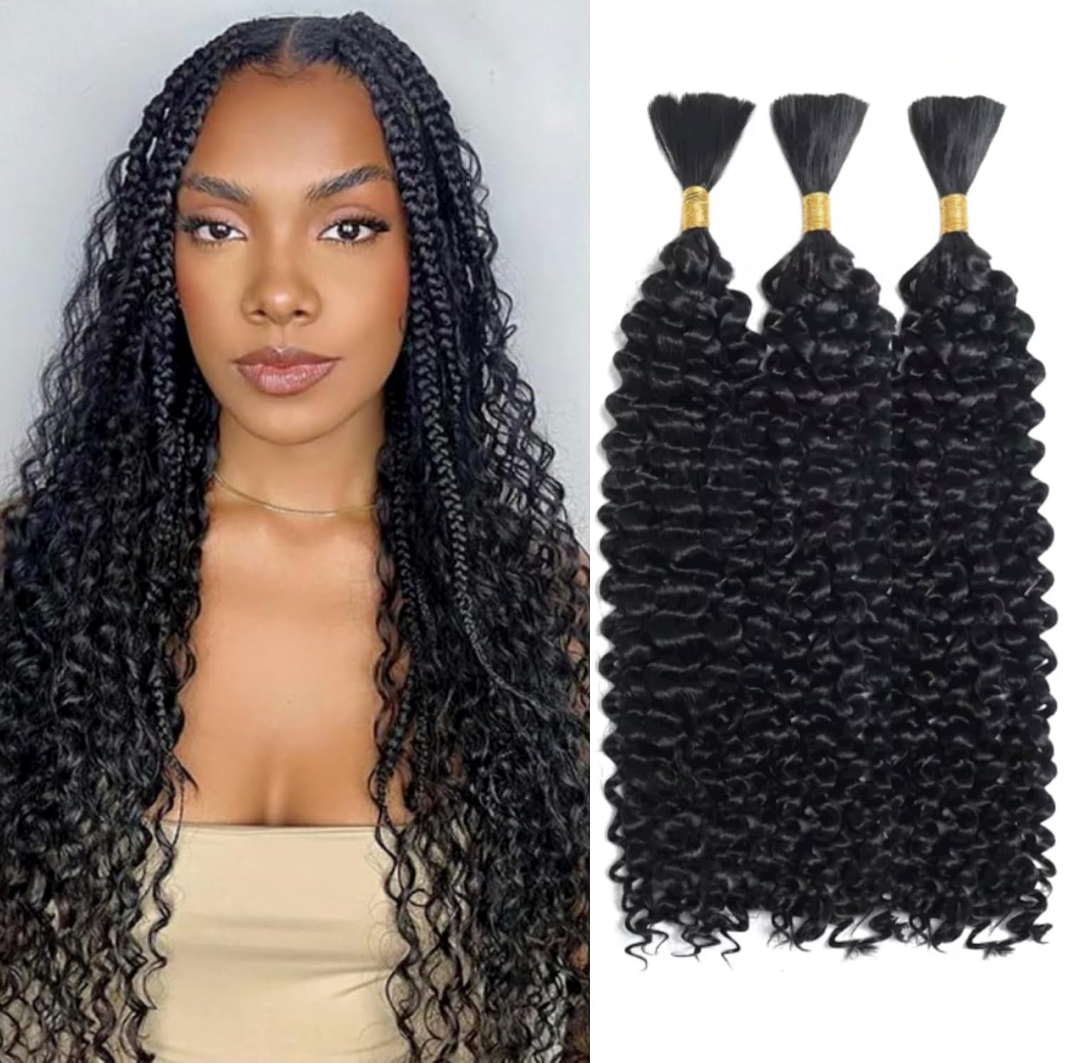 Deep Wave Human Braiding Hair for Boho Styles 20 22 24 Inch