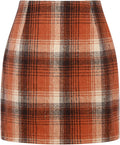 Womens High Waist Plaid Skirt Bodycon Pencil Wool Mini (Style 8PDG)