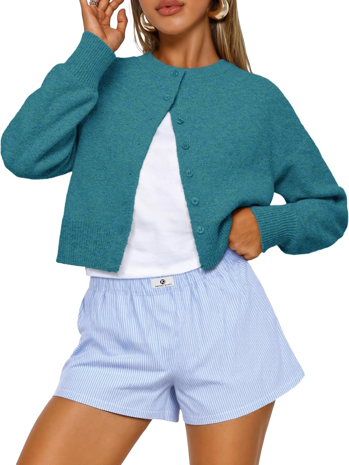 Trendy Queen Cropped Cardigan Sweaters for Women Fashion 2025