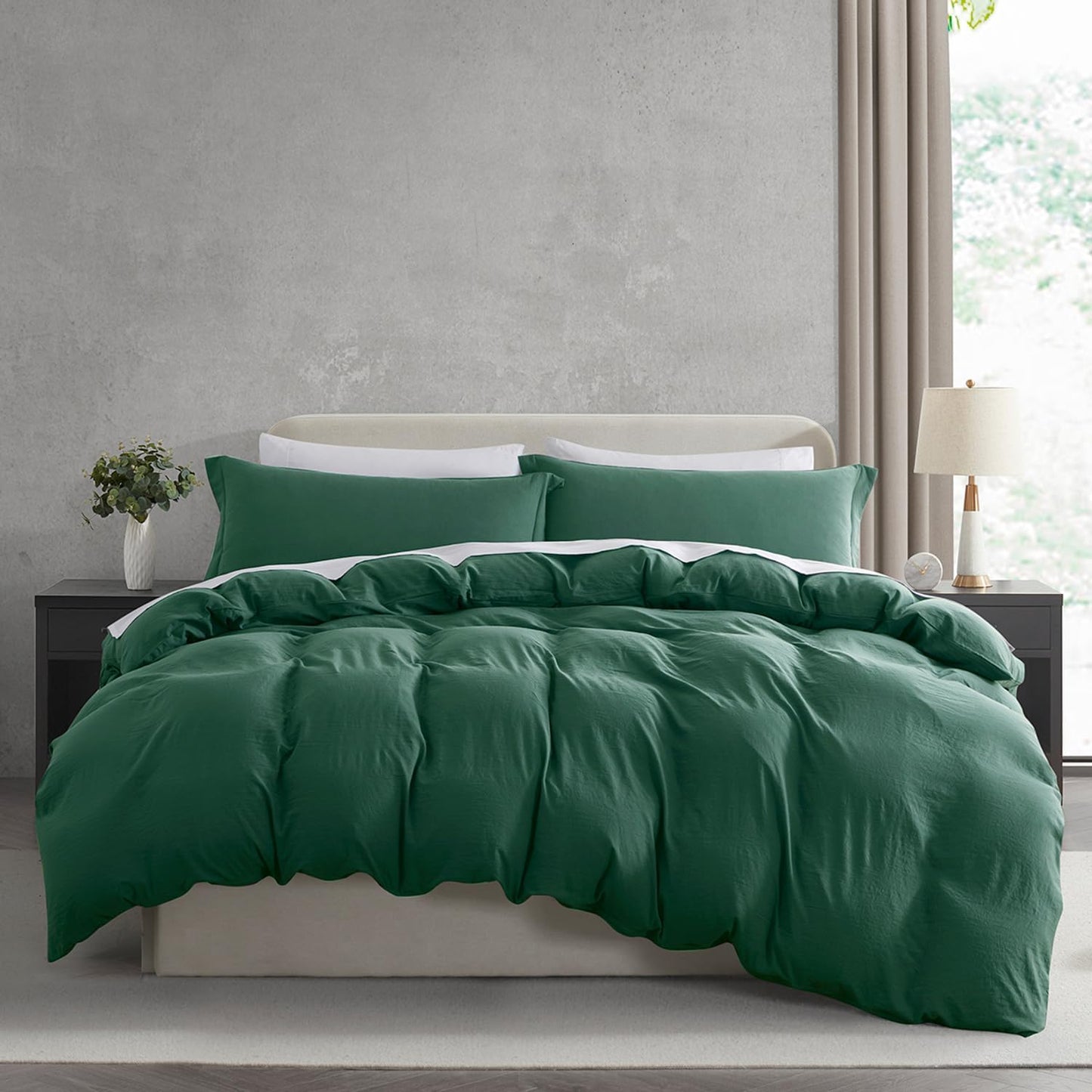 Nestl Dark Green King Size Duvet Cover Set for Cozy Sleep