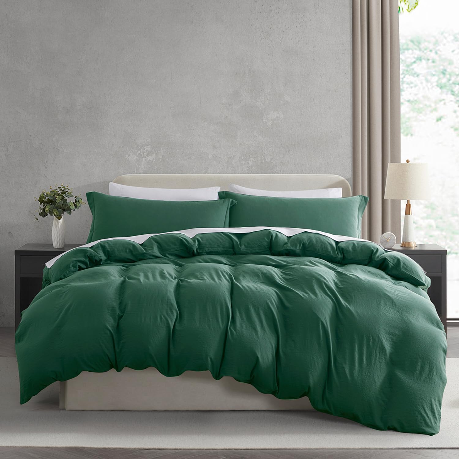 Nestl Dark Green King Size Duvet Cover Set for Cozy Sleep