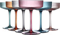 Handmade Ribbed Coupe Glasses - LUXULISH - Ideal for Cocktails & Champagne