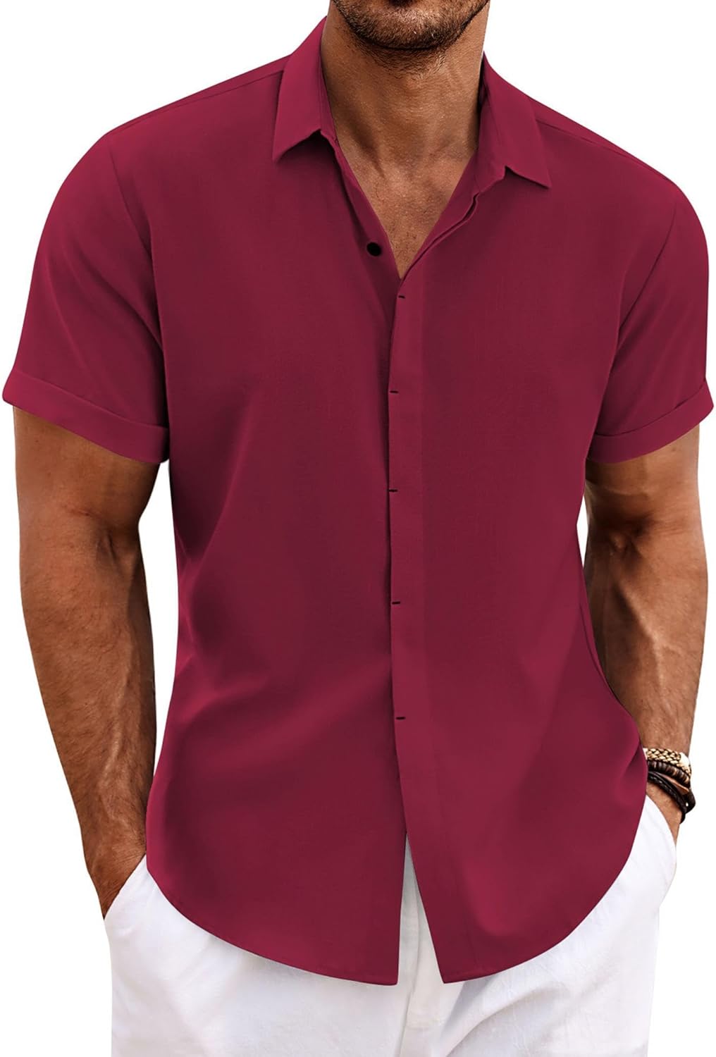 COOFANDY Men's Linen Shirts for Casual Summer Beach Weddings