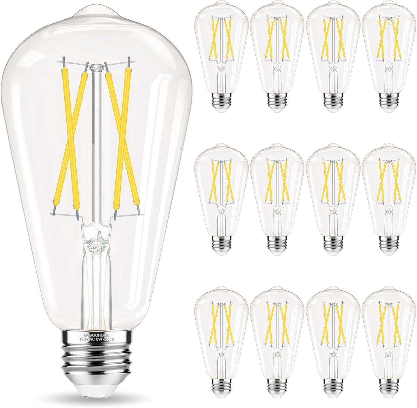 E26 LED Bulb 60 Watt Equivalent, Cool White Edison Bulbs