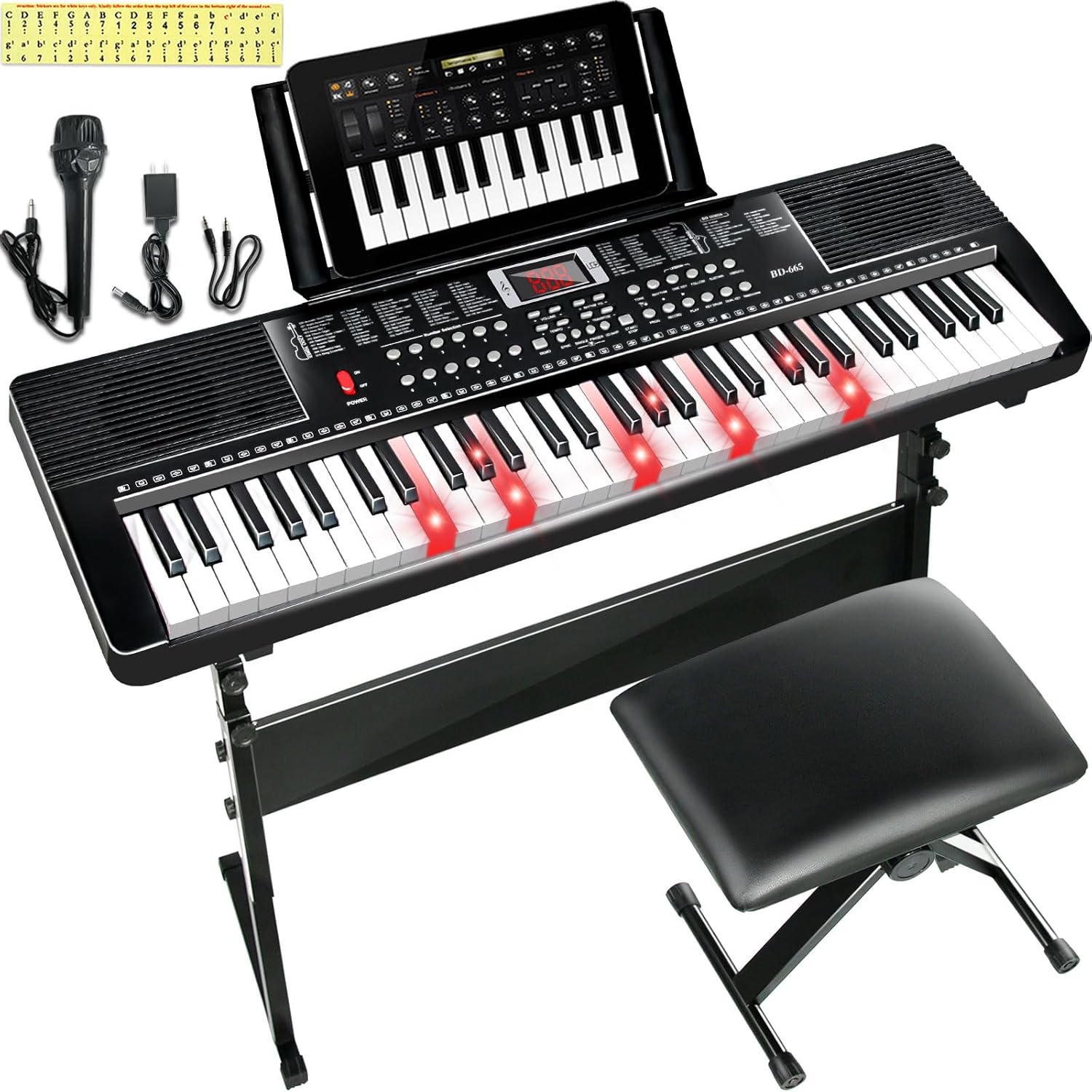 61-Key Lighted Keyboard Bundle for Beginners - Everything Included! 