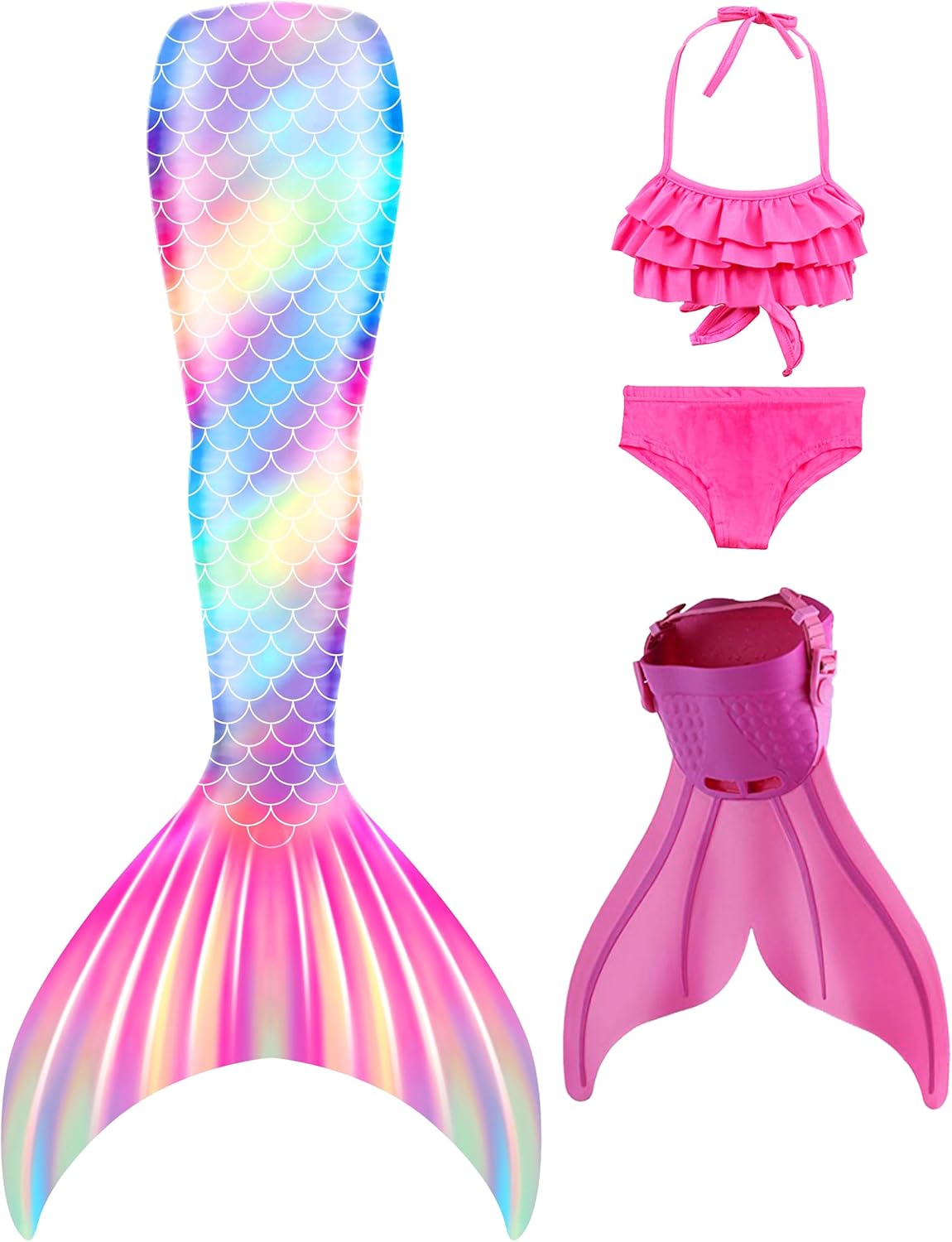 DNFUN Mermaid Tails for Swimming with Monofin for Girls