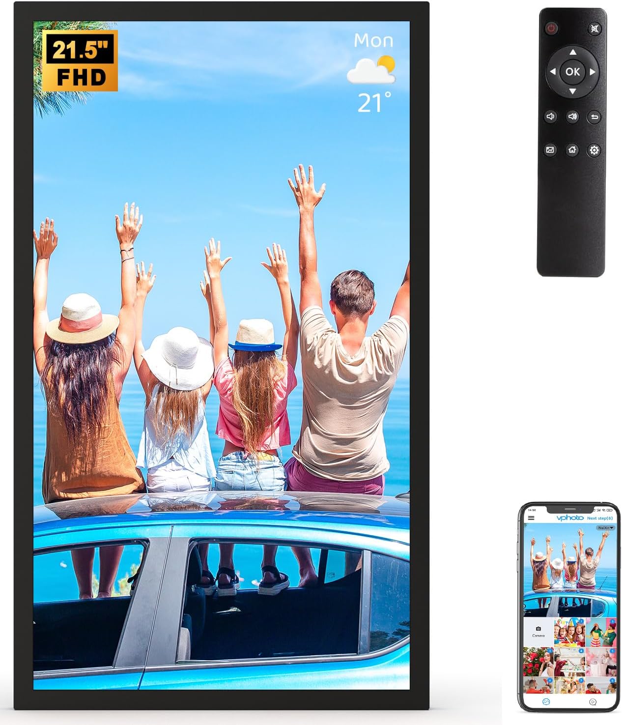 Large Digital Picture Frame 21.5in with WiFi and 32GB Storage