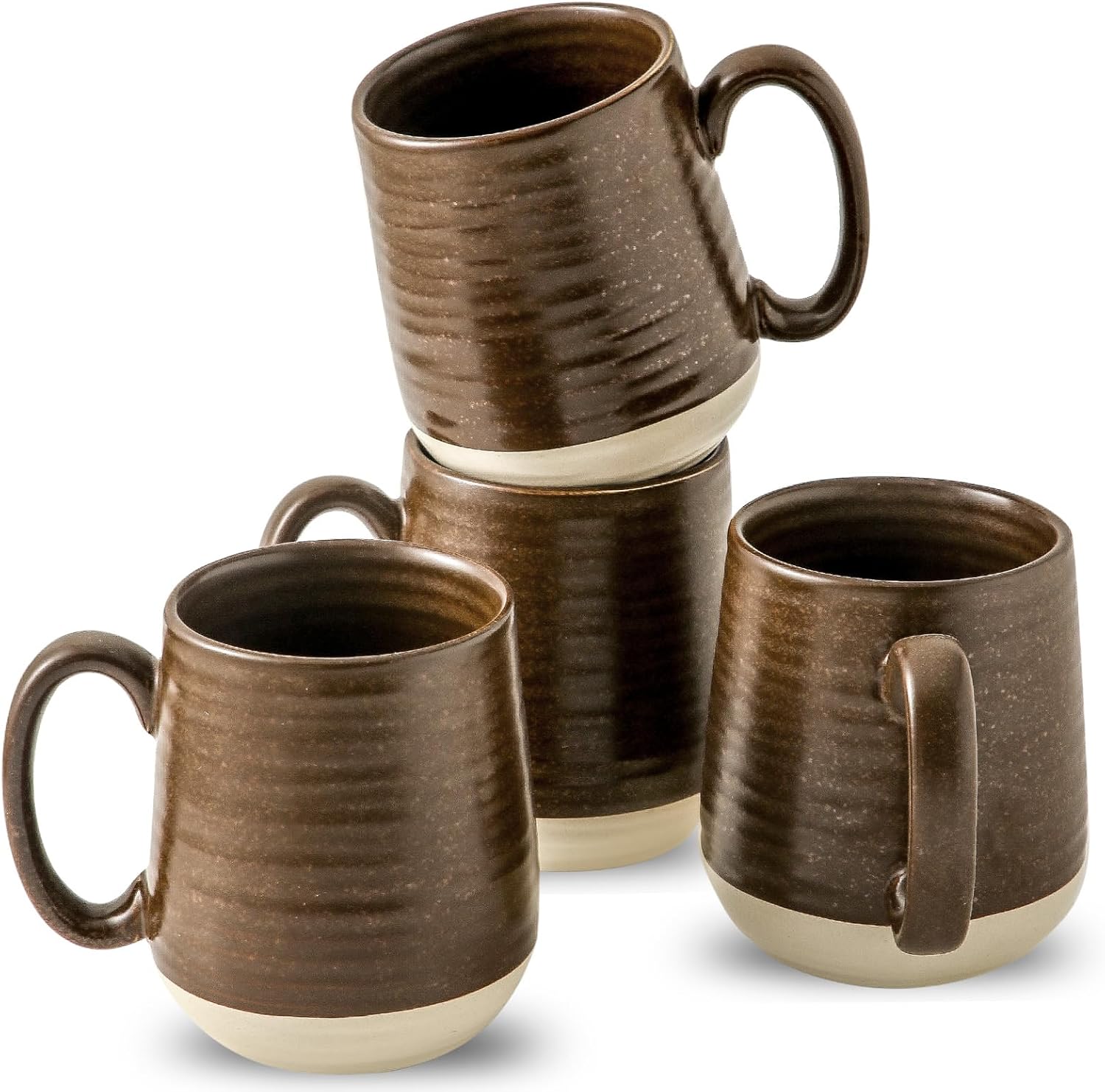 Hasense Porcelain Coffee Mugs Set of 4 for Latte and Tea