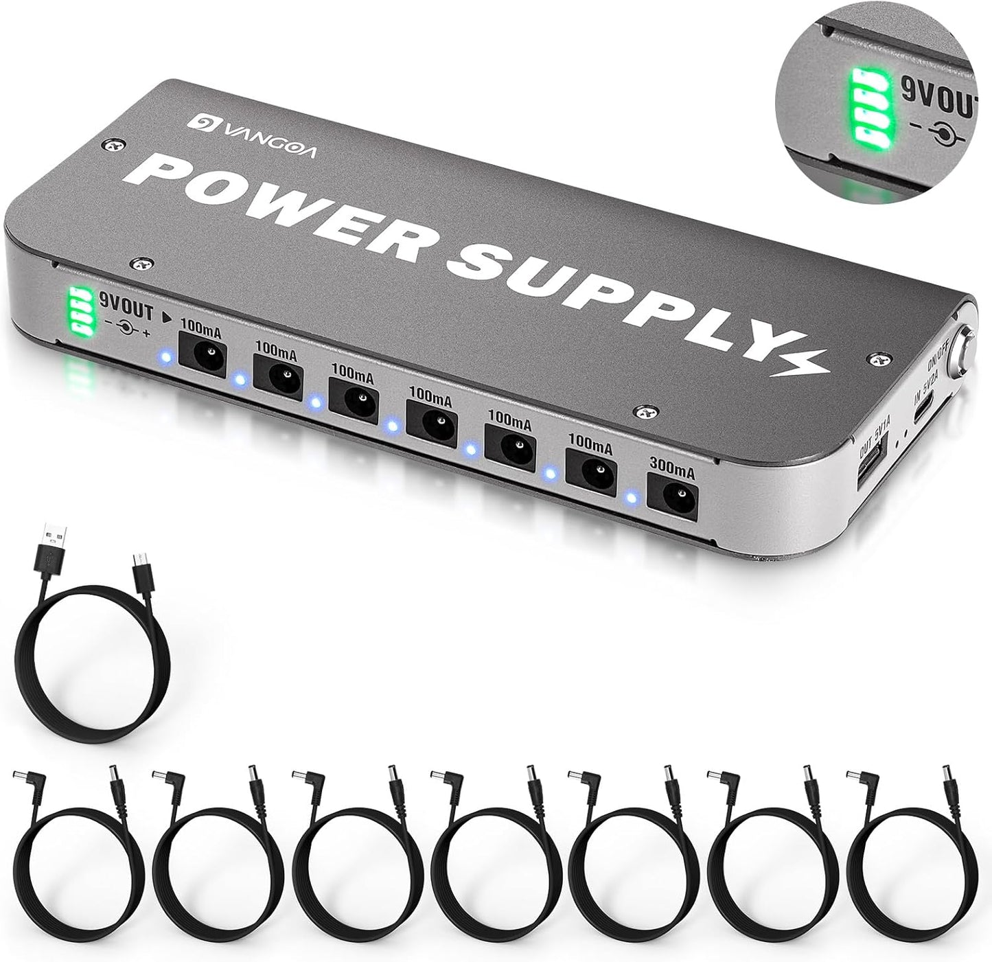 Vangoa Rechargeable Guitar Pedal Power Supply with 7 Outputs