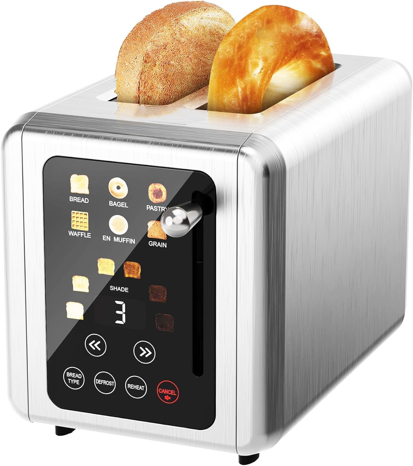 WUNLY Smart 4-Slice Toaster: Dual Control, 6 Shades & Bread Types