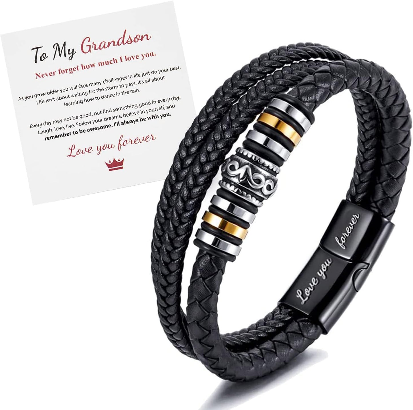 Inspirational Men's Leather Bracelet - Always Together