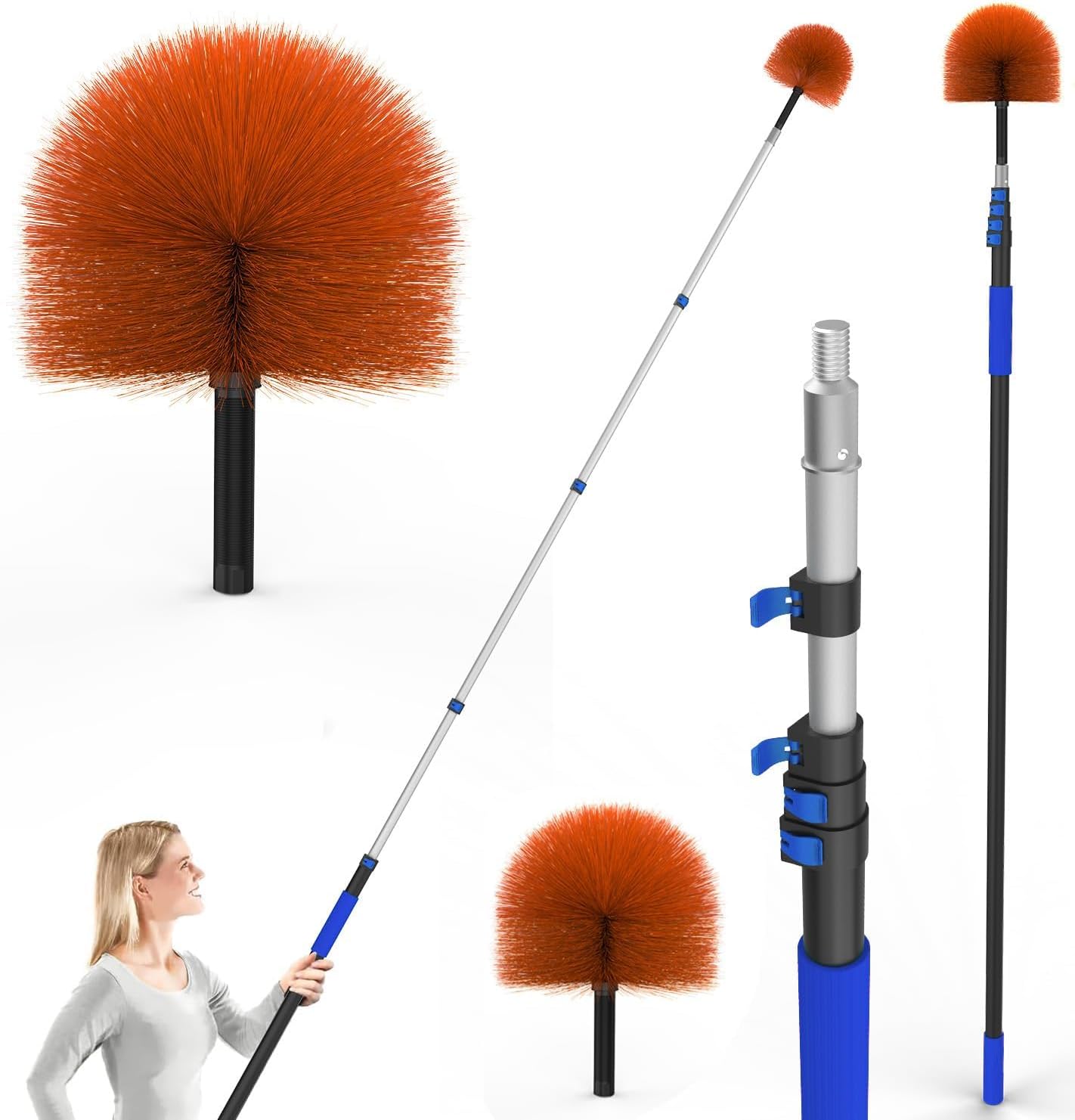 26FT Reach Cobweb Duster for Effective Indoor and Outdoor Cleaning