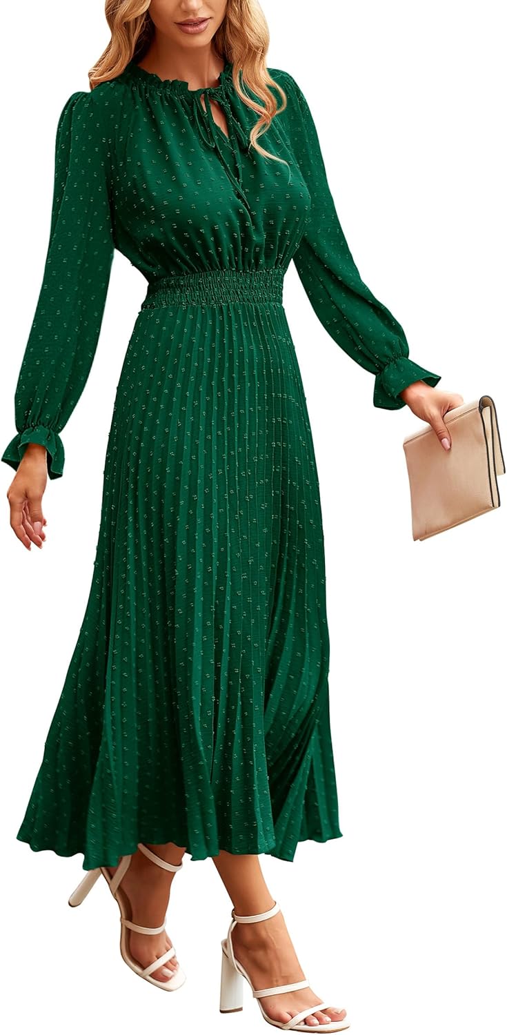 PRETTYGARDEN Women's Midi Dress for Spring and Fall Elegance