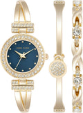 Anne Klein Women's Bangle Watch and Bracelet Set with Crystal Accents