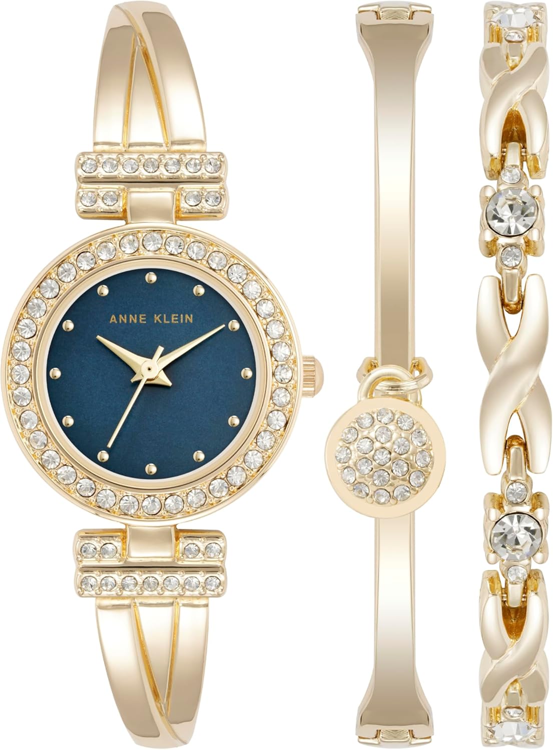 Anne Klein Women's Premium Crystal Accented Bangle Watch Set