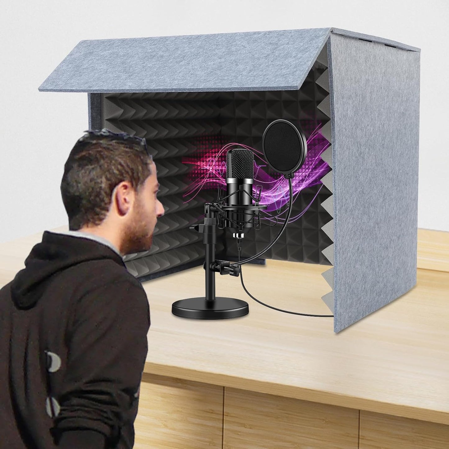Desktop Soundproof Cover for Vocal Recording Booth - Portable Shield