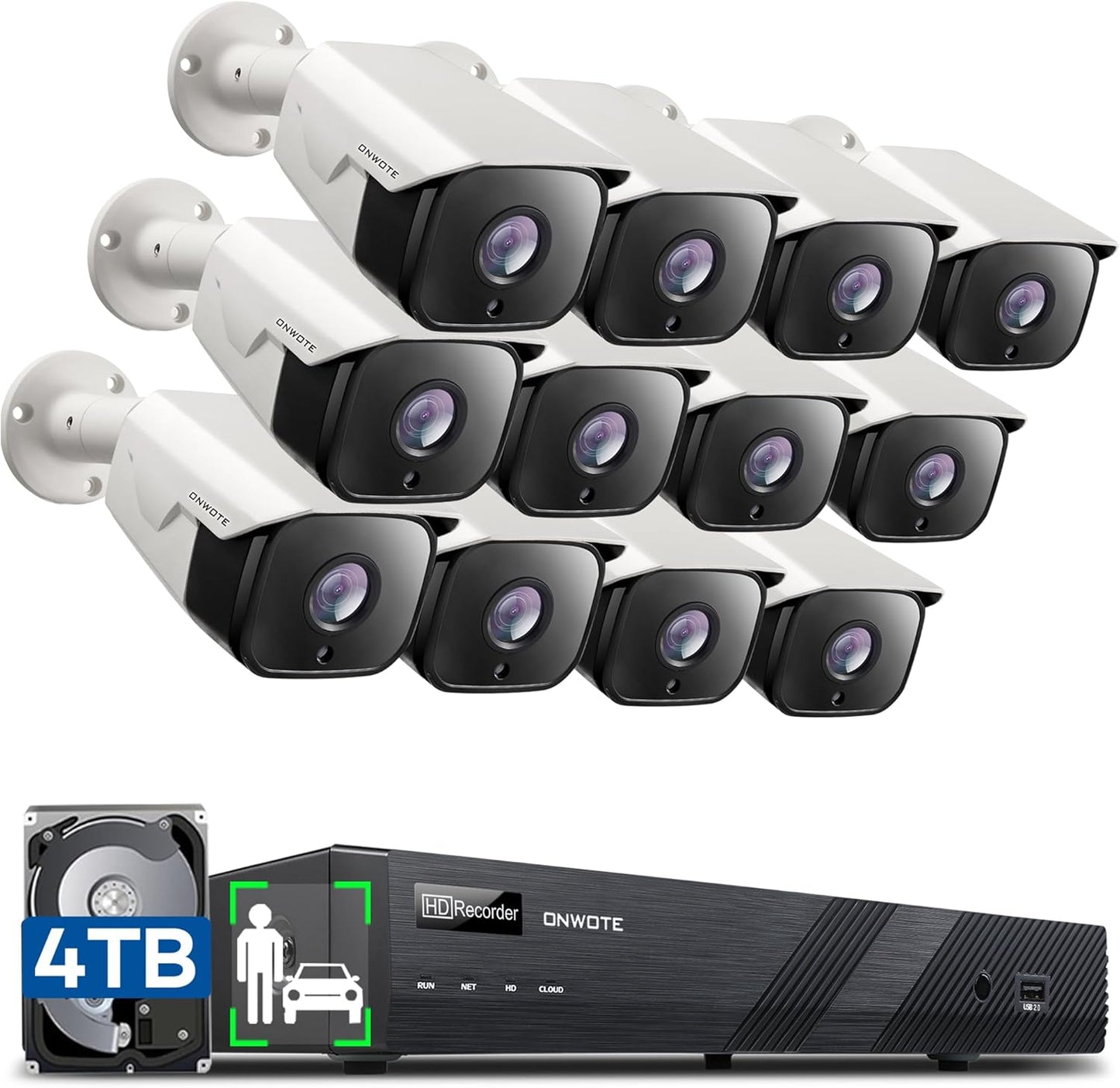 ONWOTE 16 Channel 6K NVR Security Camera System with 12 Cameras