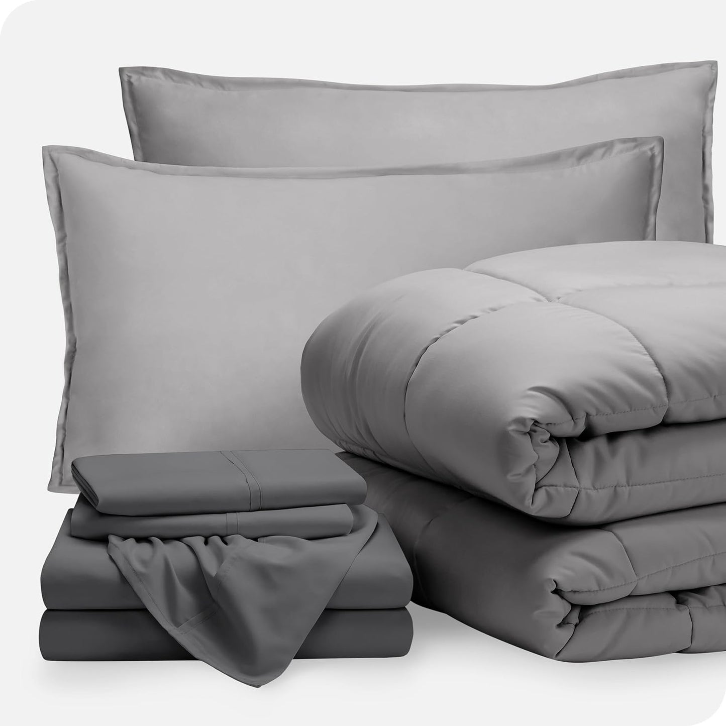 Bare Home 7 Piece Comforter & Sheet Set for Split Head King