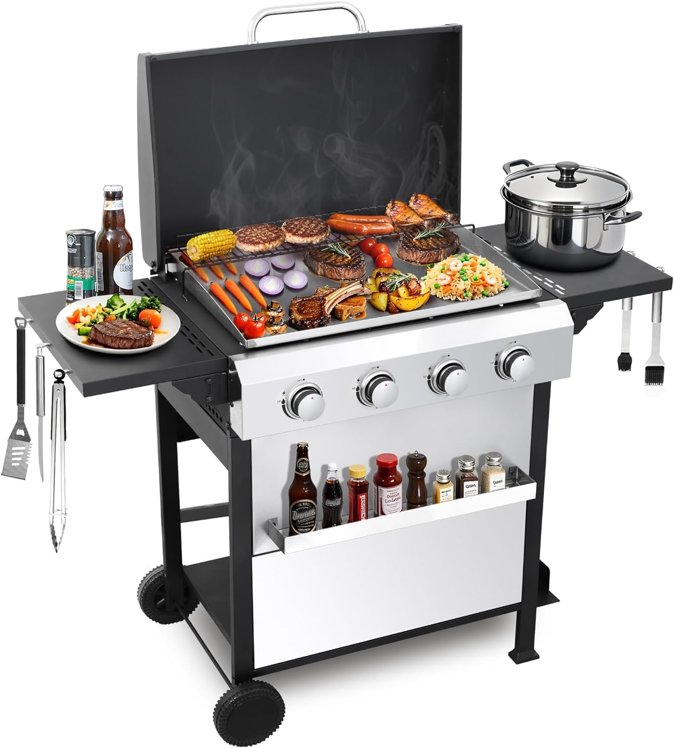 4-Burner Flat Top Propane Gas Grill for Outdoor Cooking Fun