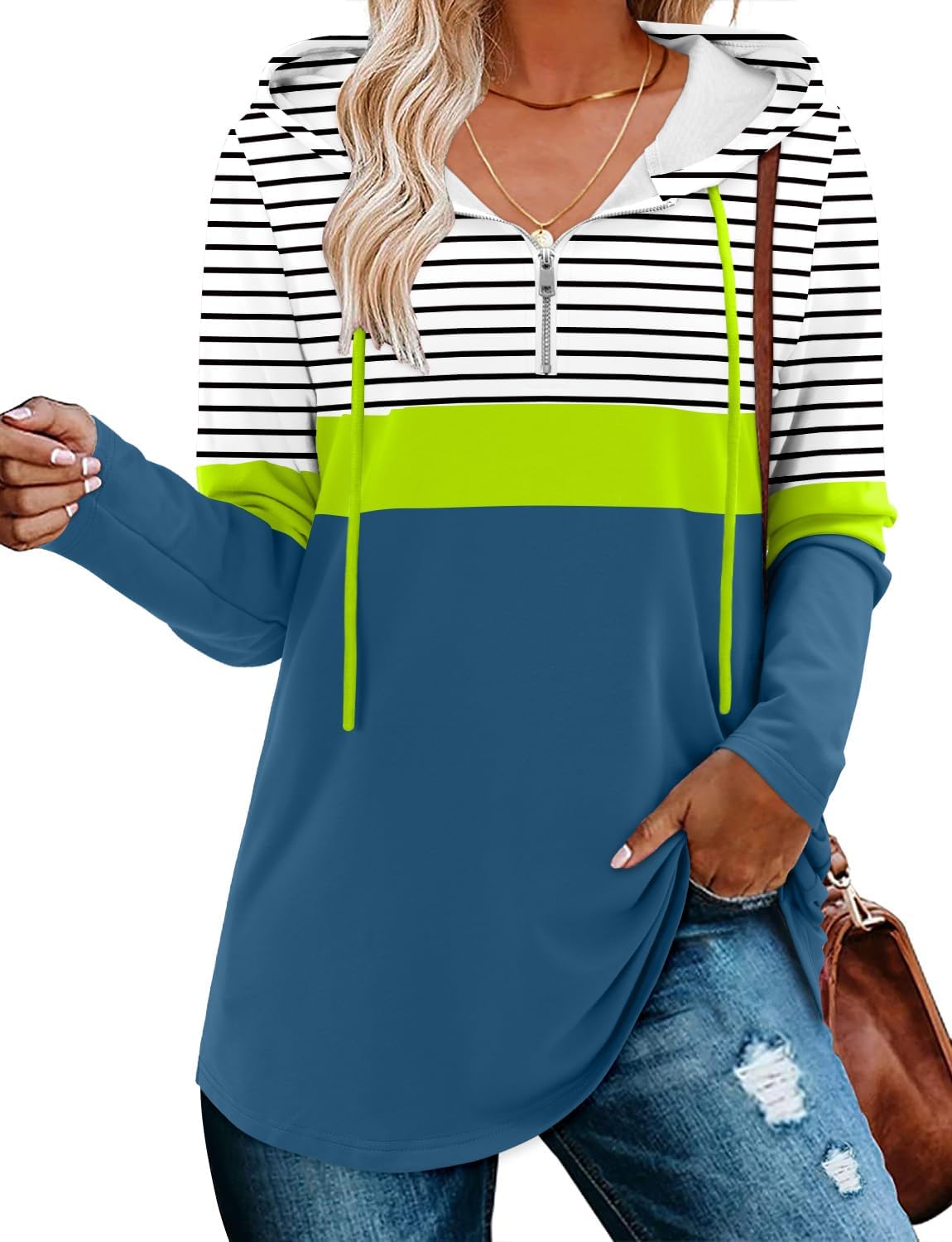 BETTE BOUTIK Womens Quarter Zip Tunic Hoodies for Comfort