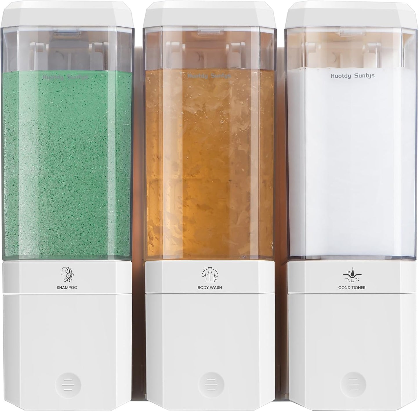 3-Chamber No Drill Shower Dispenser - Refillable & Convenient!