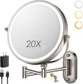 9in Wall Mounted Lighted Makeup Mirror with 20X Magnification