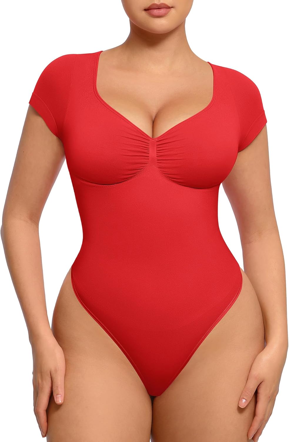 FeelinGirl Short Sleeve Bodysuit for Women with Tummy Control