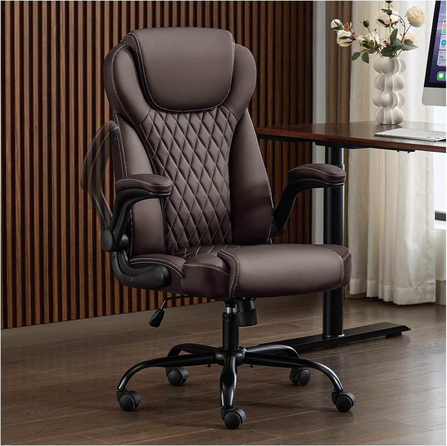 Ergonomic Executive Leather Desk Chair with Rocking Function