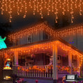 Orange Icicle Lights 66ft 800 LED for Halloween - Connectable Outdoor