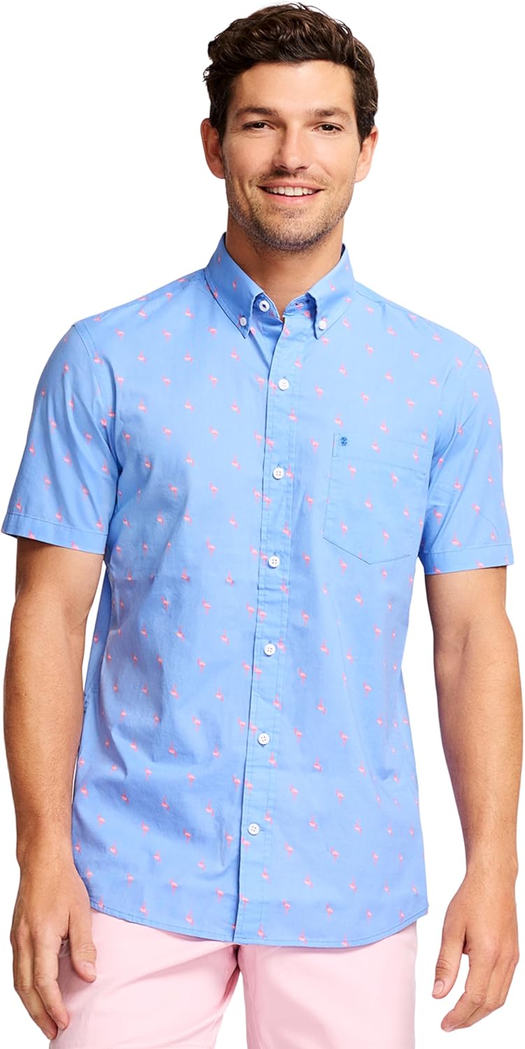 IZOD Men's Breeze Short Sleeve Button Down Shirt for Comfort