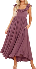 Elegant R.Vivimos Midi Summer Dress for Women with Ruffle Details