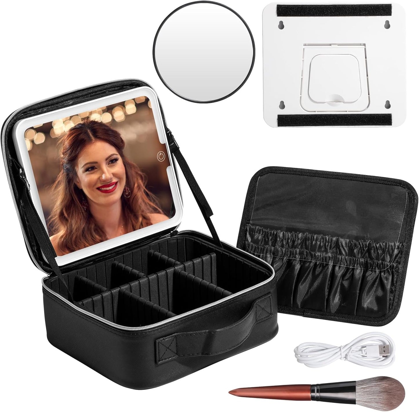 BS-MALL Makeup LED Case Brush Holder with Organizer Bag