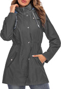Kikibell Rain Jacket Women Striped Lined Hooded (Style 8FYR)