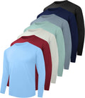 Men Dry Fit Long Sleeve Athletic Shirt 6/7 Pack - Lightweight UPF