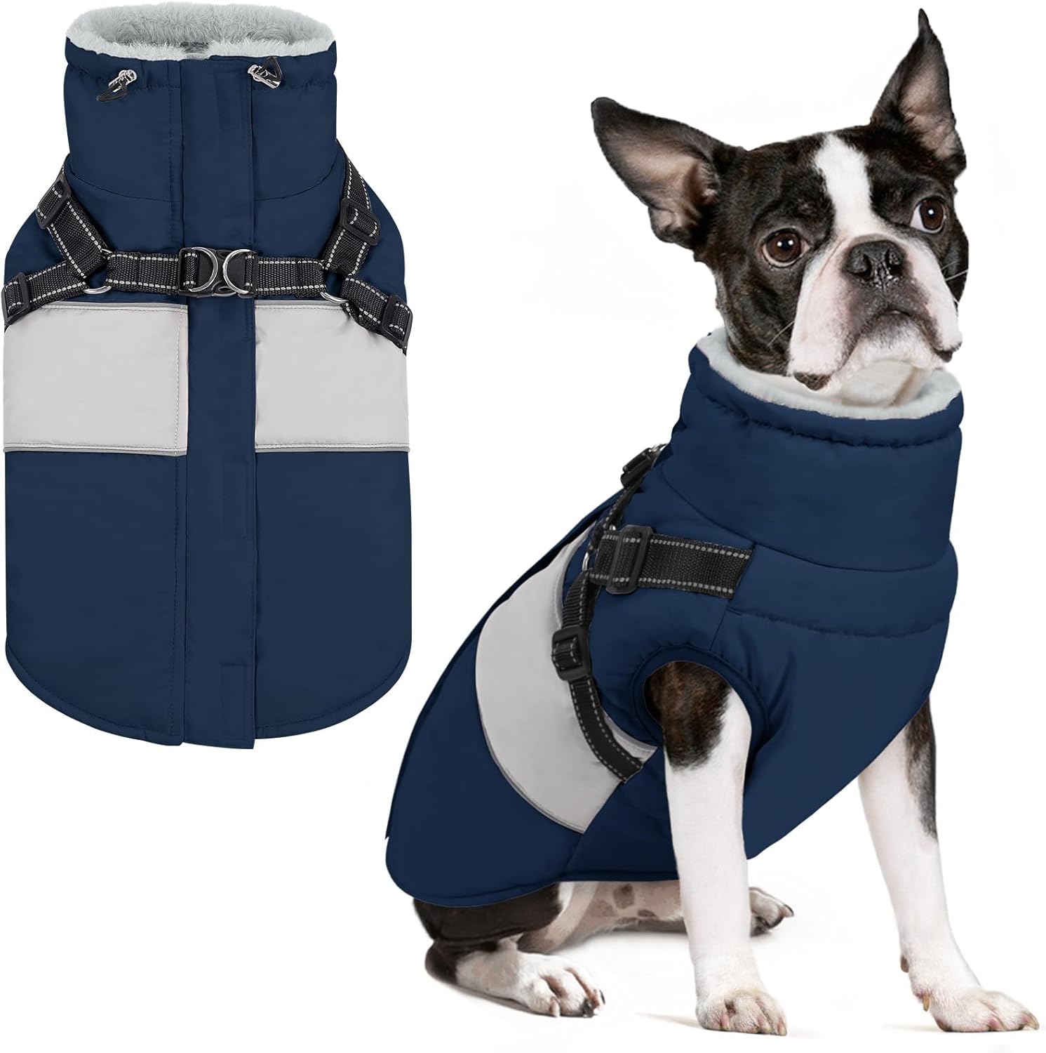 Waterproof Dog Winter Coat with Harness for Medium Dogs
