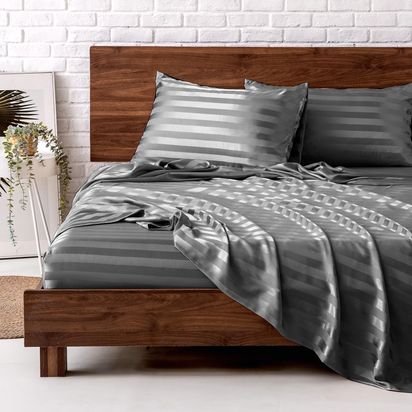 MR&HM King Size Satin Bed Sheets Set for Luxurious Comfort