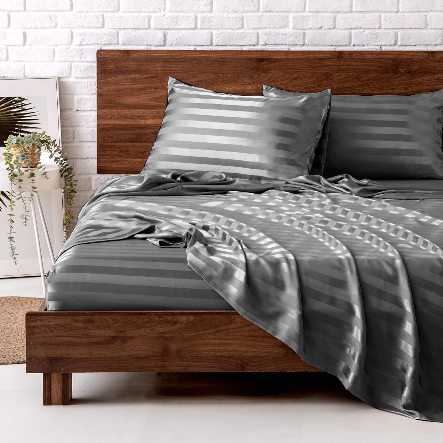 MR&HM King Size Satin Bed Sheets Set for Luxurious Comfort
