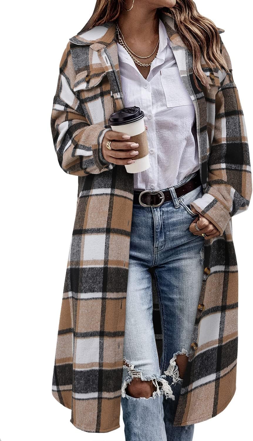 Chiczone Womens Plaid Shacket Jacket for Casual Style