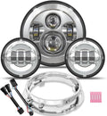 7 inch LED Headlight Fog Passing Lights DOT Kit for Harley Touring