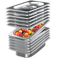 6 Pack Stainless Steel Hotel Pan With Lids Full Size 4 in Deep - Heavy