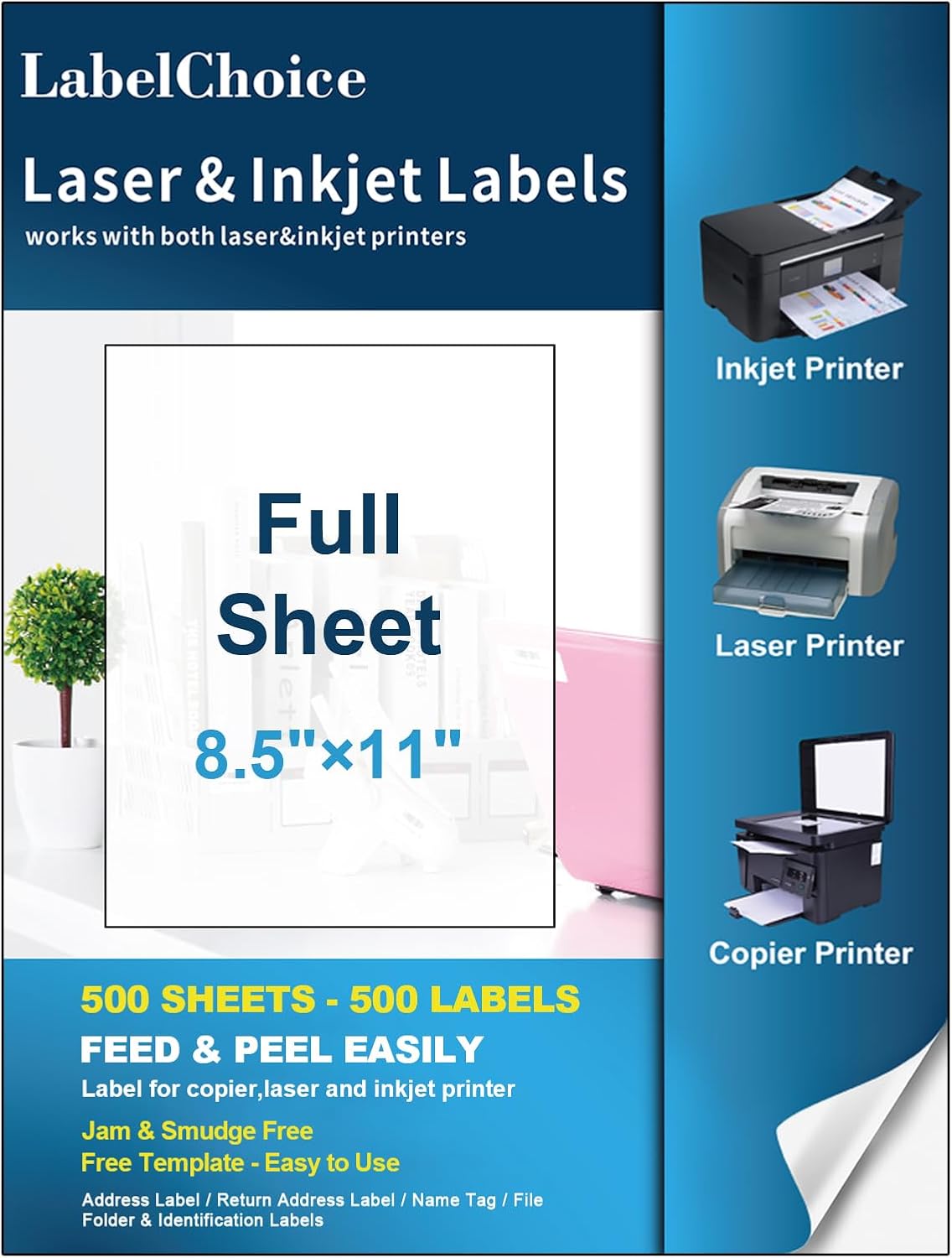 Full Sheet Shipping Labels 8.5 x 11 for Laser & Inkjet Printers