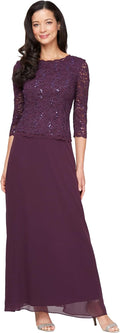 Mother of the Bride Lace Bodice Mock One Piece Gown - Elegant Long